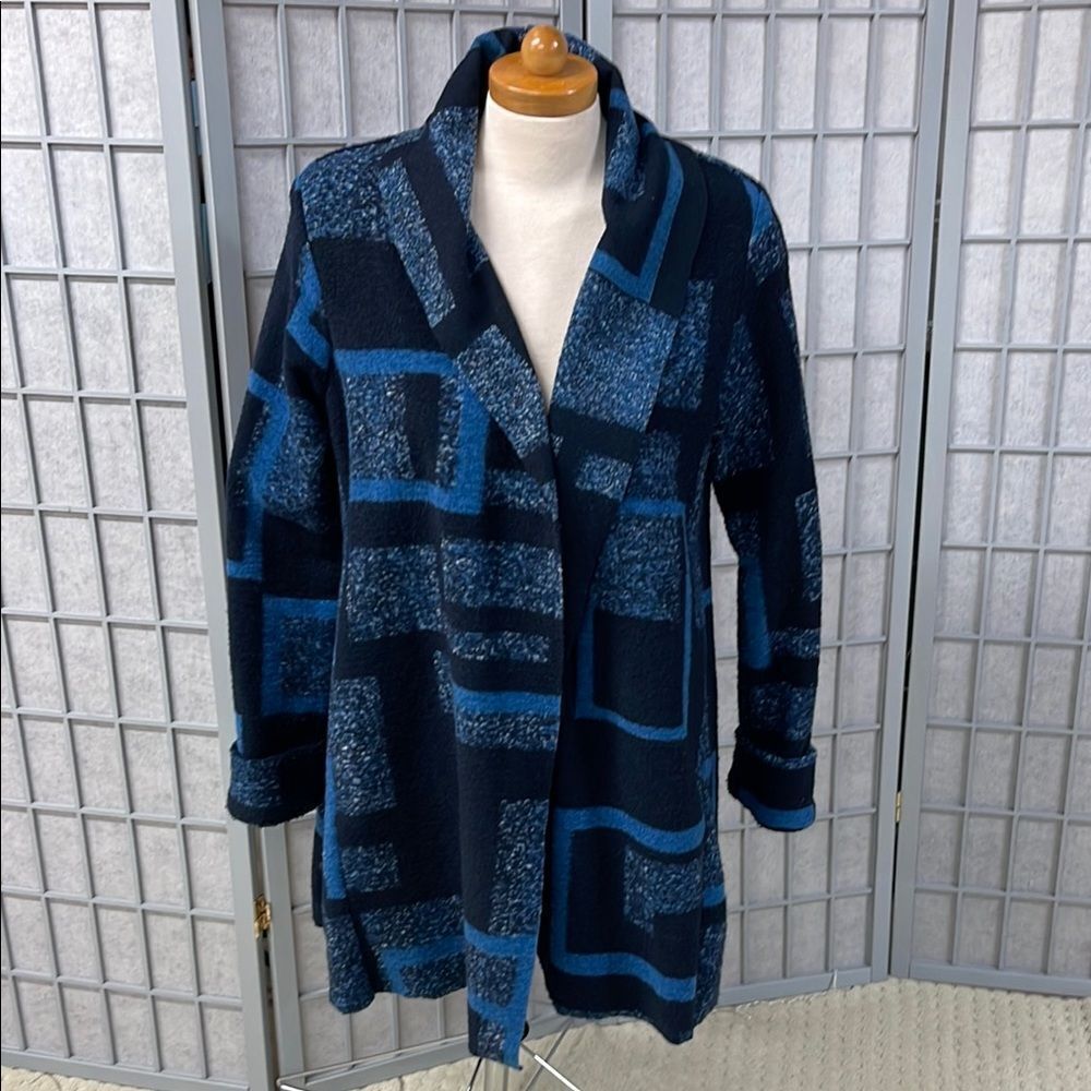 Zoe Blue Patchwork Cardigan Sweater, Women’s XS